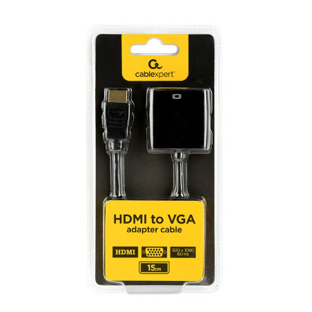 Gembird A-HDMI-VGA-04 A-HDMI-VGA-04, 0,15 m, VGA (D-Sub), HDMI tipo A (Estándar), Macho, Hembra, Negro