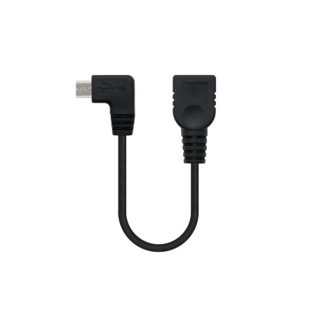 Nanocable 10.01.3600 CABLE USB 2.0 OTG ACODADO, TIPO MICRO B/M-A/H, NEGRO, 15 CM, 0,15 m, Micro-USB B, USB A, USB 2.0,
