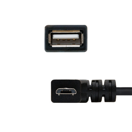 Nanocable 10.01.3600 CABLE USB 2.0 OTG ACODADO, TIPO MICRO B/M-A/H, NEGRO, 15 CM, 0,15 m, Micro-USB B, USB A, USB 2.0,