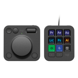 Logitech 920-012931 MX Creative Console, keypad programable con 9 teclas LCD personalizables y dial de control para diseño