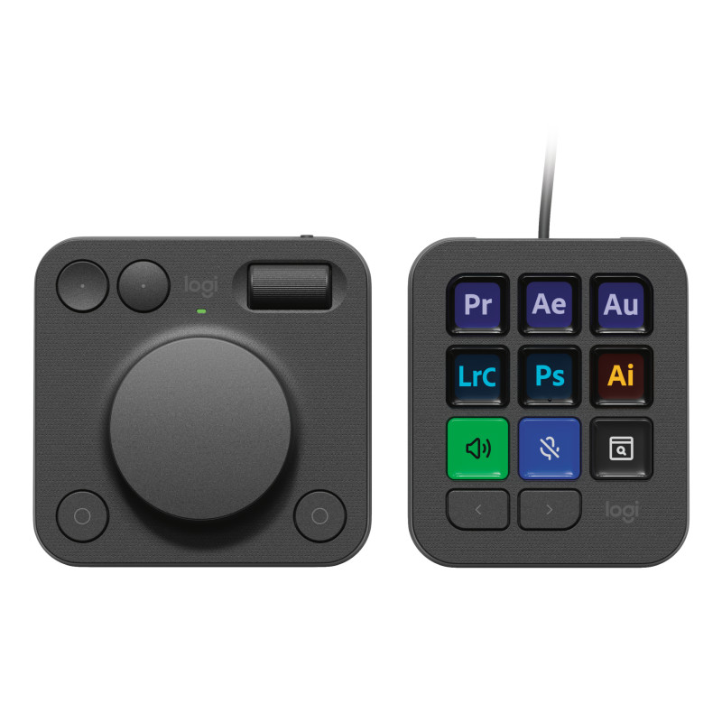 Logitech 920-012931 MX Creative Console, keypad programable con 9 teclas LCD personalizables y dial de control para diseño