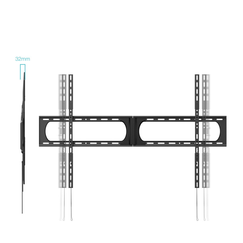TooQ LP37140F-B Soporte Fijo de Pared para Pantallas 37”-140”, Negro, 94 cm (37"), 3,56 m (140"), 300 x 200 mm, 1200 x 800