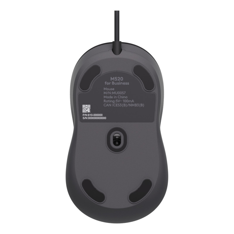 Logitech 910-007511 Signature Wired M520 for Business, Ambidextro, Óptico, USB Tipo C, 4000 DPI, Grafito