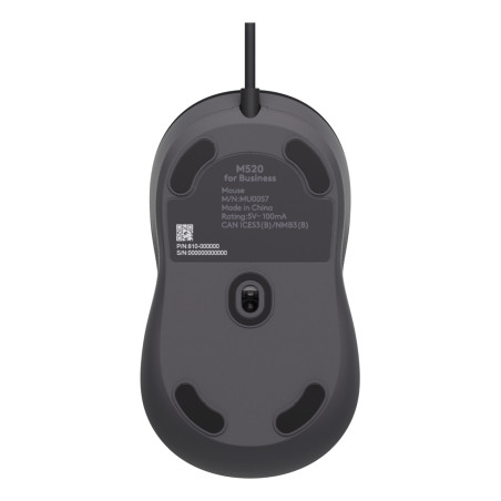 Logitech 910-007511 Signature Wired M520 for Business, Ambidextro, Óptico, USB Tipo C, 4000 DPI, Grafito