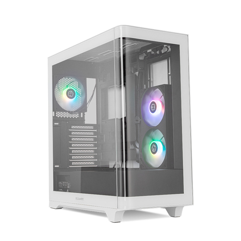 NOX NXHUMMERETHERBW Hummer ETHER, Midi Tower, PC, Negro, Blanco, ATX, ITX, Mini-ATX, SPCC, Acero, Vidrio templado, Juego
