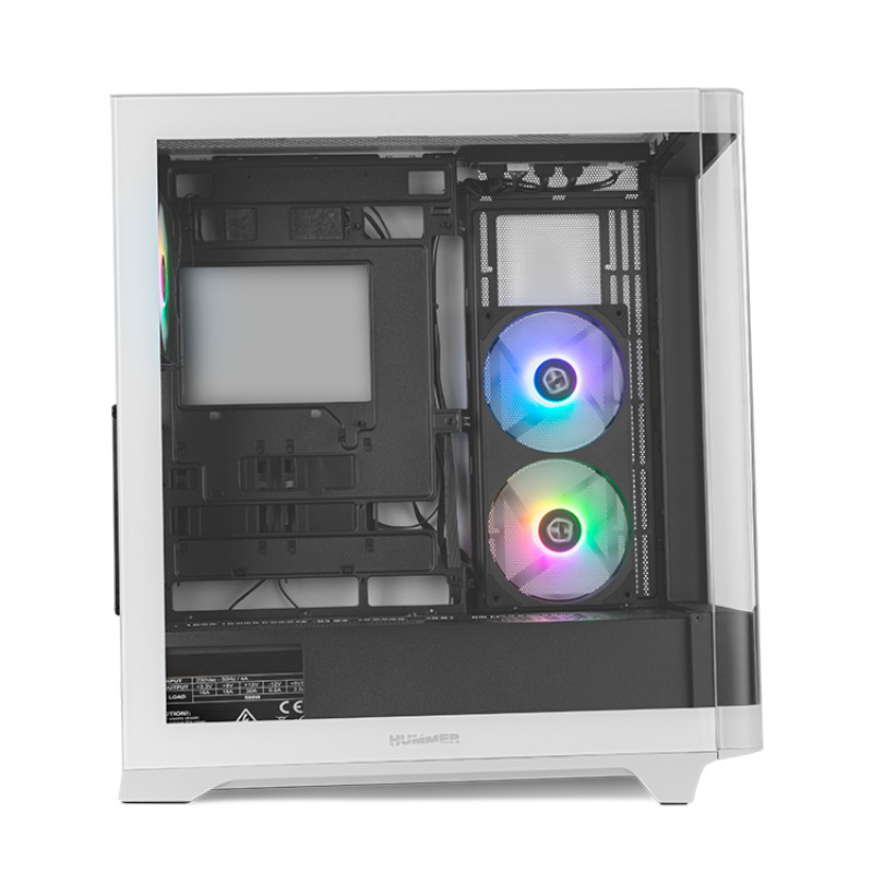 NOX NXHUMMERETHERBW Hummer ETHER, Midi Tower, PC, Negro, Blanco, ATX, ITX, Mini-ATX, SPCC, Acero, Vidrio templado, Juego