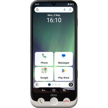 Doro 8905 Aurora A30, 15,5 cm (6.1"), 6 GB, 128 GB, 50 MP, Android 14, Negro, Blanco
