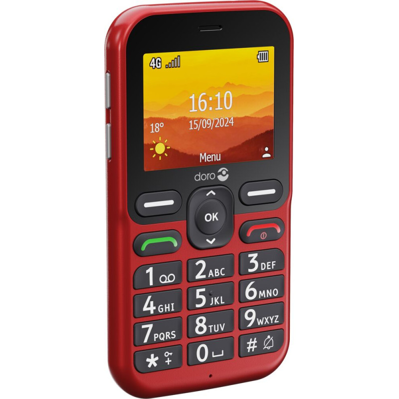 Doro 8754 Leva L10, Barra, SIM única, 6,1 cm (2.4"), 2 MP, 1150 mAh, Rojo