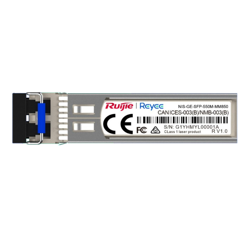 Ruijie Networks NIS-GE-SFP-550M-MM850 NIS-GE-SFP-550M-MM850, Fibra óptica, 1000 Mbit/s, SFP, LC, 50/125 µm, SX