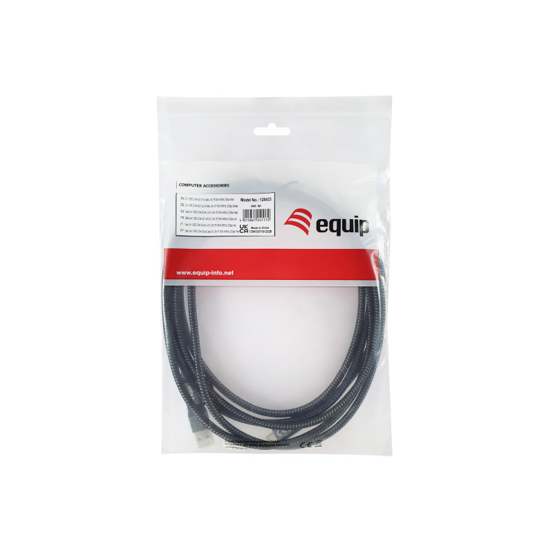 Equip 128433 128433, 3 m, USB A/USB C, USB C, USB 3.2 Gen 2x2, 20 Gbit/s, Negro