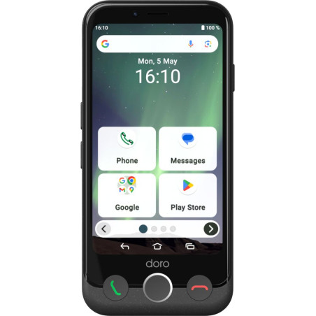 Doro 380533 Aurora A10, 11,4 cm (4.5"), 4 GB, 64 GB, 13 MP, Android 14, Negro
