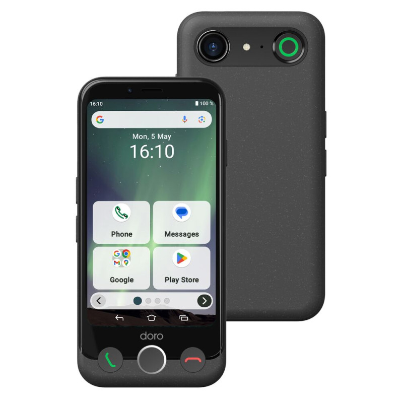 Doro 380533 Aurora A10, 11,4 cm (4.5"), 4 GB, 64 GB, 13 MP, Android 14, Negro