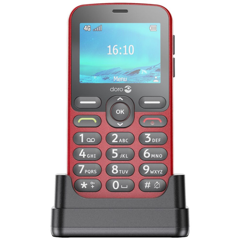 Doro 8712 1880, Barra, SIM única, 6,1 cm (2.4"), Bluetooth, 1000 mAh, Rojo