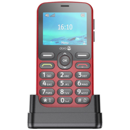 Doro 8712 1880, Barra, SIM única, 6,1 cm (2.4"), Bluetooth, 1000 mAh, Rojo