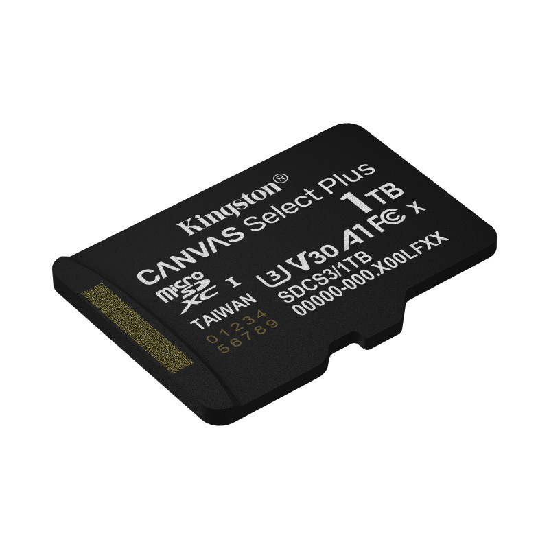 Kingston Technology SDCS3/1TBSP 1TB micSDXC Canvas Select Plus Gen3 150R A1 (Adaptador de SD no incluido), 1 TB, MicroSDXC,