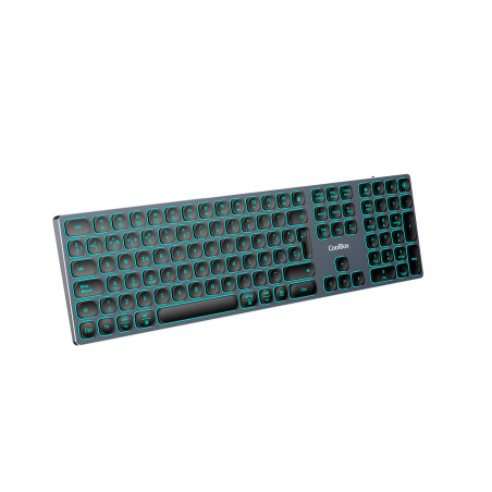 CoolBox COO-TEW02-BKB TECLADO INALAMBRICO RETROILUMINADO MOONLIGHT KEY B431 USB-C+BT5.1+RF2.4G GRIS OSCURO DE ALUMINIO, USB +