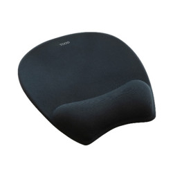 TooQ TQMP1002-B Alfombrilla para ratón ergonómica con reposamuñecas de Espuma Viscoelástica, Negro, Negro, Monocromo, Tela,