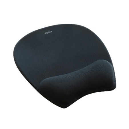 TooQ TQMP1002-B Alfombrilla para ratón ergonómica con reposamuñecas de Espuma Viscoelástica, Negro, Negro, Monocromo, Tela,