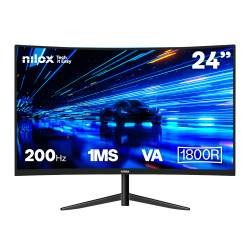 Nilox NXM24CRV2001 MONITOR 23 8 CURVO 200HZ HDMI DP, 60,5 cm (23.8"), 1920 x 1080 Pixeles, Full HD, LCD, 1 ms, Negro