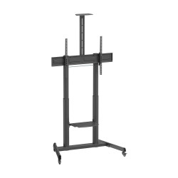 AISENS FT100TE-403 Soporte De Suelo Eco Con Ruedas Y Manivela, Bandeja Para DVD Y Soporte De Camara Para Monitor/TV 120kg De