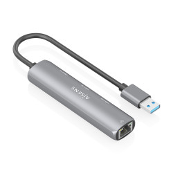 AISENS ASUC-4P037-GR USB3.0 Dock USB-A A Ethernet Gigabit + Hub 3xUSB-C, Gris, 15cm, Alámbrico, USB 3.2 Gen 1 (3.1 Gen 1) 2