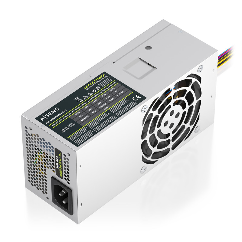 AISENS ASPC-500TFX-SEO Fuente Alimentacion TFX 500W OEM, Plata, 500 W, 220 V, 50/60 Hz, 2.5 - 5 A, 28 A, 20 A