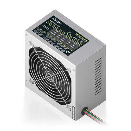 AISENS ASPC-500ATX-SEO Fuente Alimentacion ATX 500W OEM, Plata, 500 W, 220 V, 50/60 Hz, 2.5 - 5 A, 28 A, 21 A