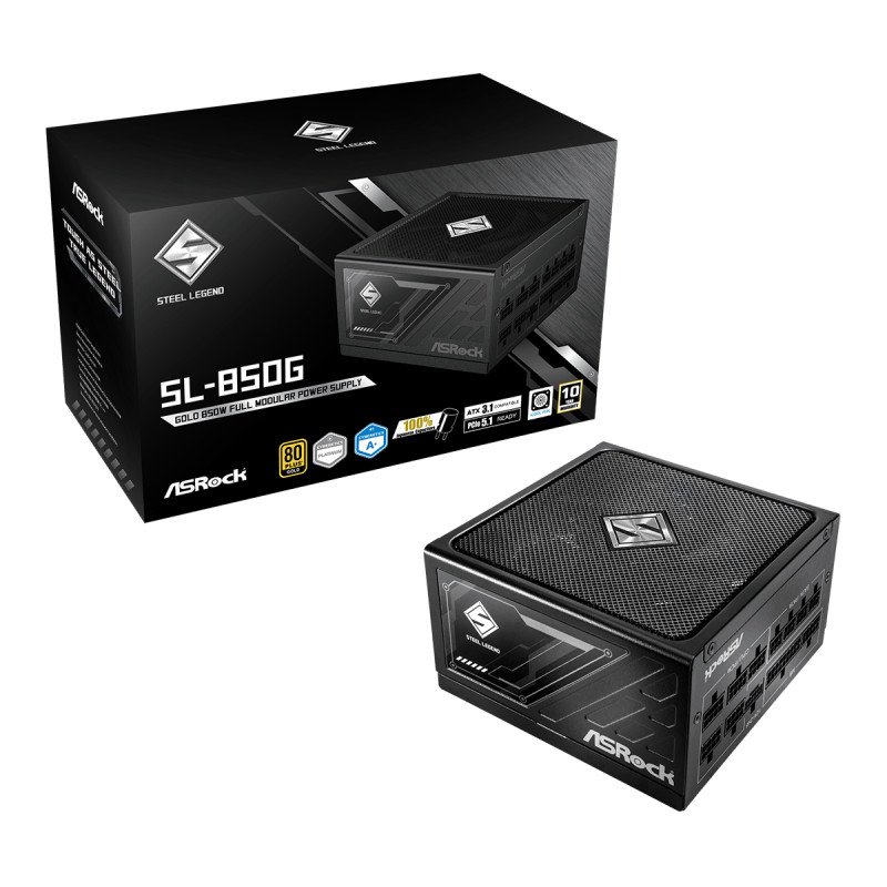 Asrock 90-UXS085-GFEAAA SL-850G Steel Legend, 850 W, 20+4 pin ATX, 60 cm, 120,450 mm, 60 cm, 65 cm