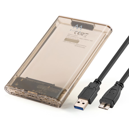 Ewent EW7069 EW7069, Caja externa para unidad de estado sólido (SSD), 2.5", eSATA, 5 Gbit/s, Conexión USB, Transparente