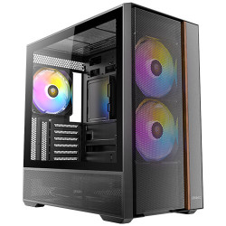 Antec 0-761345-10241-4 FLUX REAR, Midi Tower, PC, Negro, ATX, ITX, micro ATX, Acero, Plástico, Madera, Juego