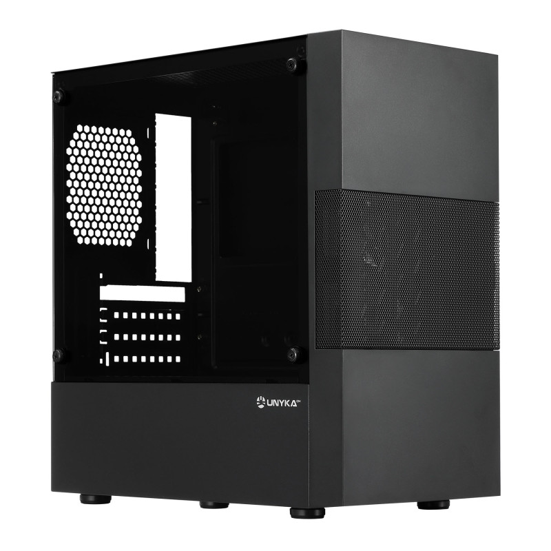 UNYKAch UK52125 Caja Micro ATX AERO C25, Micro Torre, PC, Negro, ITX, micro ATX, Acrilonitrilo butadieno estireno (ABS), SGCC,