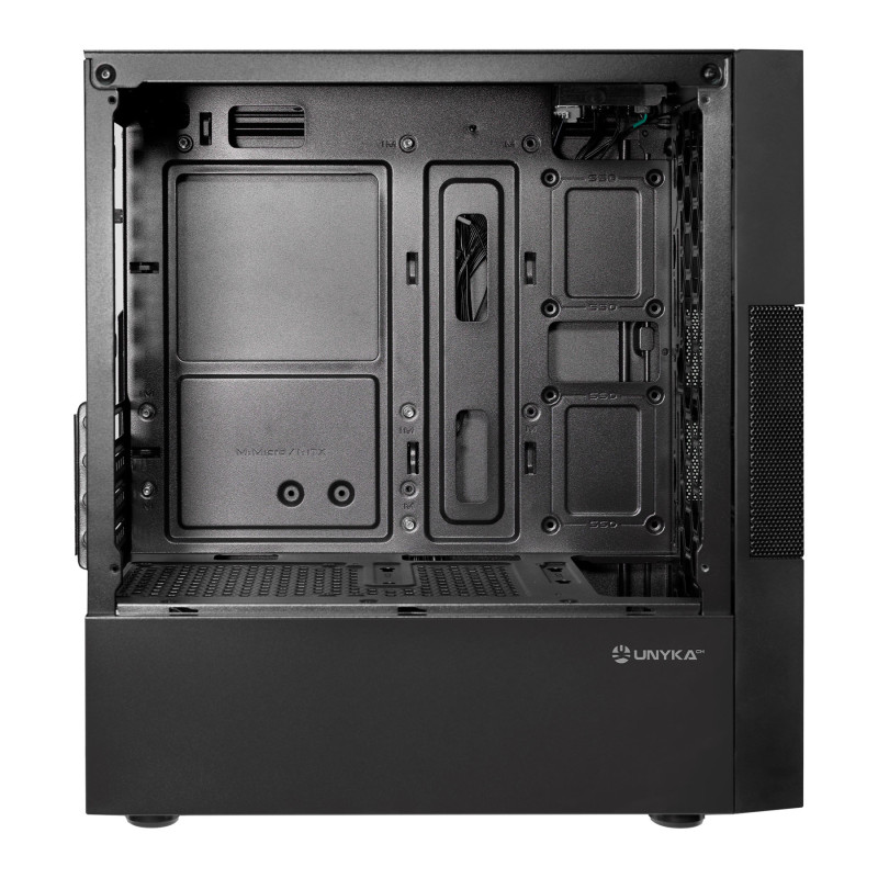 UNYKAch UK52125 Caja Micro ATX AERO C25, Micro Torre, PC, Negro, ITX, micro ATX, Acrilonitrilo butadieno estireno (ABS), SGCC,