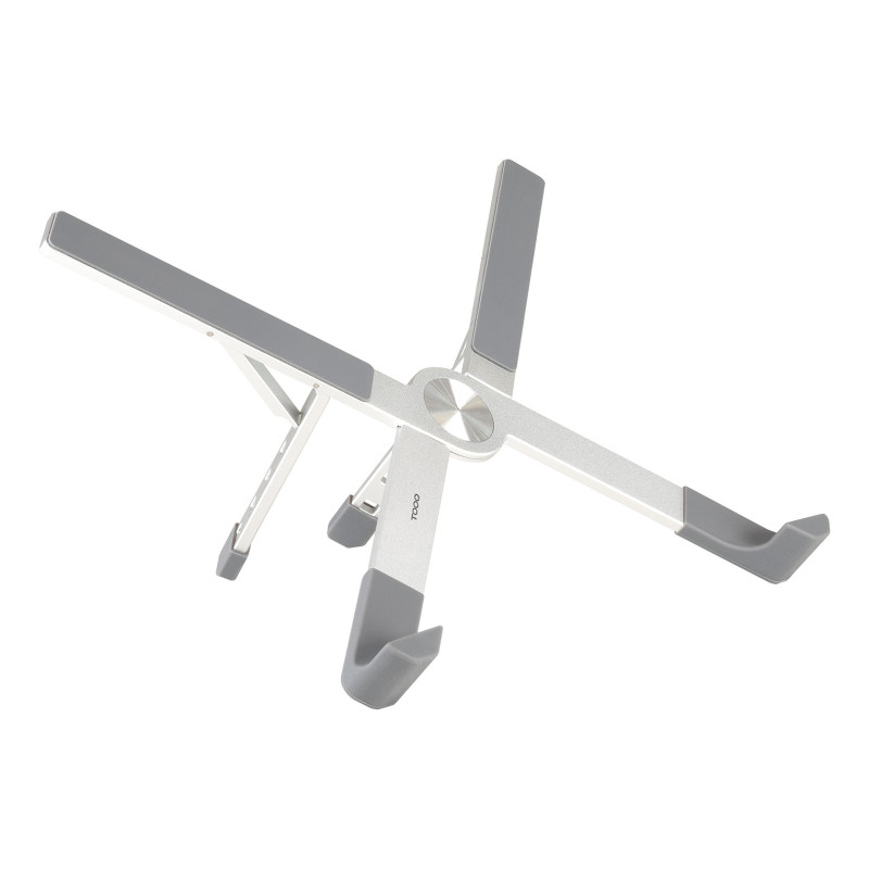 TooQ TQLRS0036-AL Soporte elevador plegable de aluminio para portátiles, Plata, Soporte para ordenador portátil, Plata,