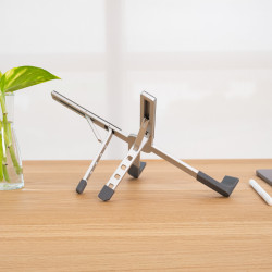 TooQ TQLRS0036-AL Soporte elevador plegable de aluminio para portátiles, Plata, Soporte para ordenador portátil, Plata, 2