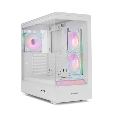 NOX NXHUMMERSIGNALWH Hummer NXHUMMERSIGNALBK, Midi Tower, PC, Blanco, ATX, micro ATX, SPCC, Vidrio templado, Multi
