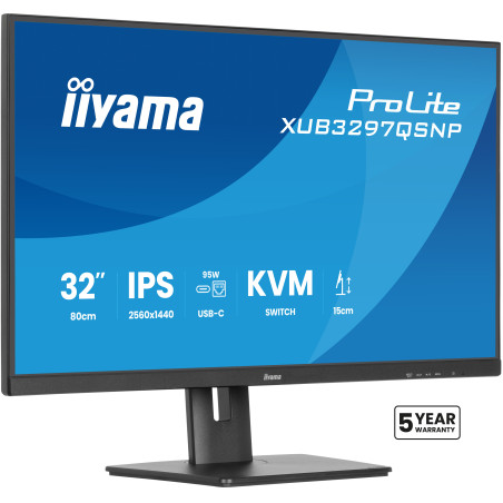 iiyama XUB3297QSNP-B1 ProLite XUB3297QSNP-B1, 81,3 cm (32"), 2560 x 1440 Pixeles, Quad HD, LED, 1 ms, Negro