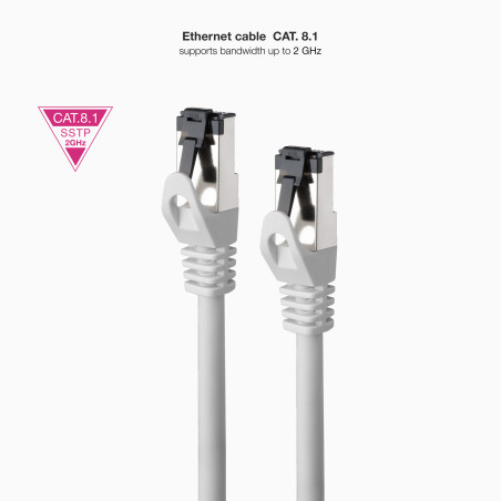 Nanocable 10.20.2007 Cable de Red Latiguillo Cat.8.1 2GHz LSZH SSTP AWG26, Gris, 7 m, 7 m, Cat8.1, S/FTP (S-STP), RJ-45, RJ-45,