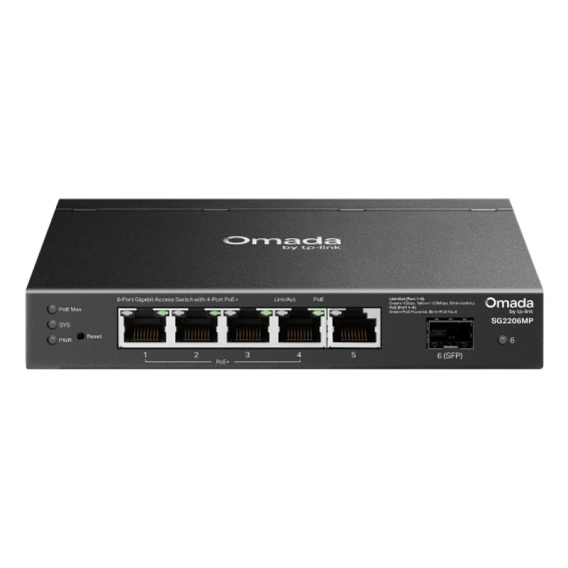 TP-Link SG2206MP Omada SG2206MP, L2, Gigabit Ethernet (10/100/1000), Energía sobre Ethernet (PoE), Montaje en rack