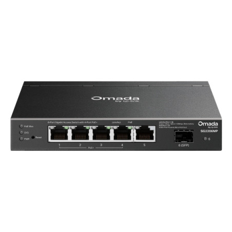TP-Link SG2206MP Omada SG2206MP, L2, Gigabit Ethernet (10/100/1000), Energía sobre Ethernet (PoE), Montaje en rack