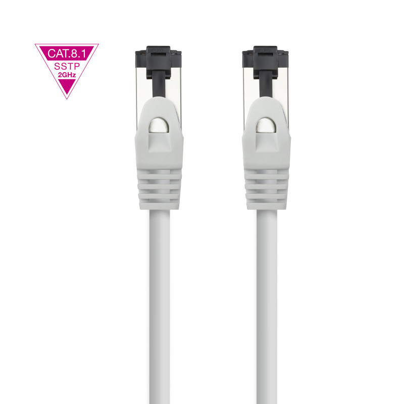 Nanocable 10.20.2000-L25 Cable de Red Latiguillo Cat.8.1 2GHz LSZH SSTP AWG26, Gris, 25 cm, 0,25 m, Cat8.1, S/FTP (S-STP),