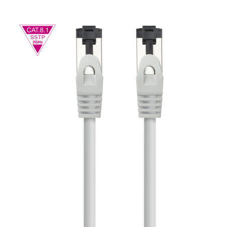 Nanocable 10.20.2000-L25 Cable de Red Latiguillo Cat.8.1 2GHz LSZH SSTP AWG26, Gris, 25 cm, 0,25 m, Cat8.1, S/FTP (S-STP),