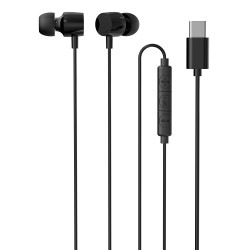 iggual IGG320211 Auriculares tipo C intrauditivos con micro, Alámbrico, Llamadas/Música, 20 - 20000 Hz, Auriculares, Negro