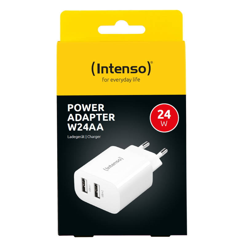 Intenso 7802412 POWER ADAPTER 2XUSB-A/7802412, Universal, Interior, 100 - 240 V, 50/60 Hz, 24 W, 5 V