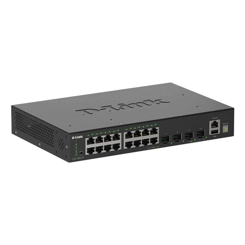 D-Link DGS-1530-20/E DGS-1530-20/E, Gestionado, L2, Gigabit Ethernet (10/100/1000), Bidireccional completo (Full duplex),