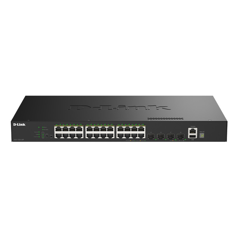 D-Link DGS-1530-28P/E DGS-1530-28P/E, Gestionado, L2, Gigabit Ethernet (10/100/1000), Bidireccional completo (Full duplex),
