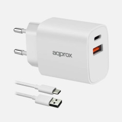 Approx APPUSBWALL20W APPUSBWALL20W, Interior, Corriente alterna, 1 m, Blanco