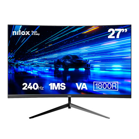 Nilox NXM27CRV2402 MONITOR 27 CURVO 240HZ VA HDMI Y DP, 68,6 cm (27"), 1920 x 1080 Pixeles, Full HD, LCD, 1 ms