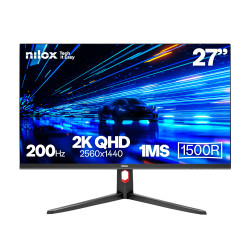 Nilox NXM27CV2K2001 MONITOR 27 CURVO 200HZ 2K HDMI DP, 68,6 cm (27"), 2560 x 1440 Pixeles, 2K, LCD, 1 ms, Negro