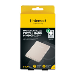 Intenso 7344021 MW5000 Batería Externa Magnética 5000 mAh – Compatible con MagSafe, Carga Inalámbrica 15W, USB-C PD 20W, 2