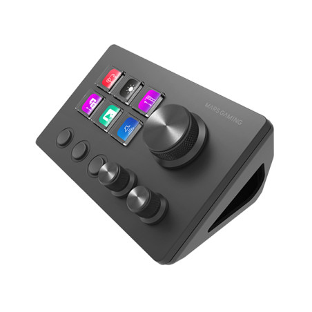 Mars Gaming MSDTWO MSD-TWO, Control Deck Compacto, 6 Teclas LCD Personalizables + 3 Botones, 3 Ruedas Multifuncionales, Control